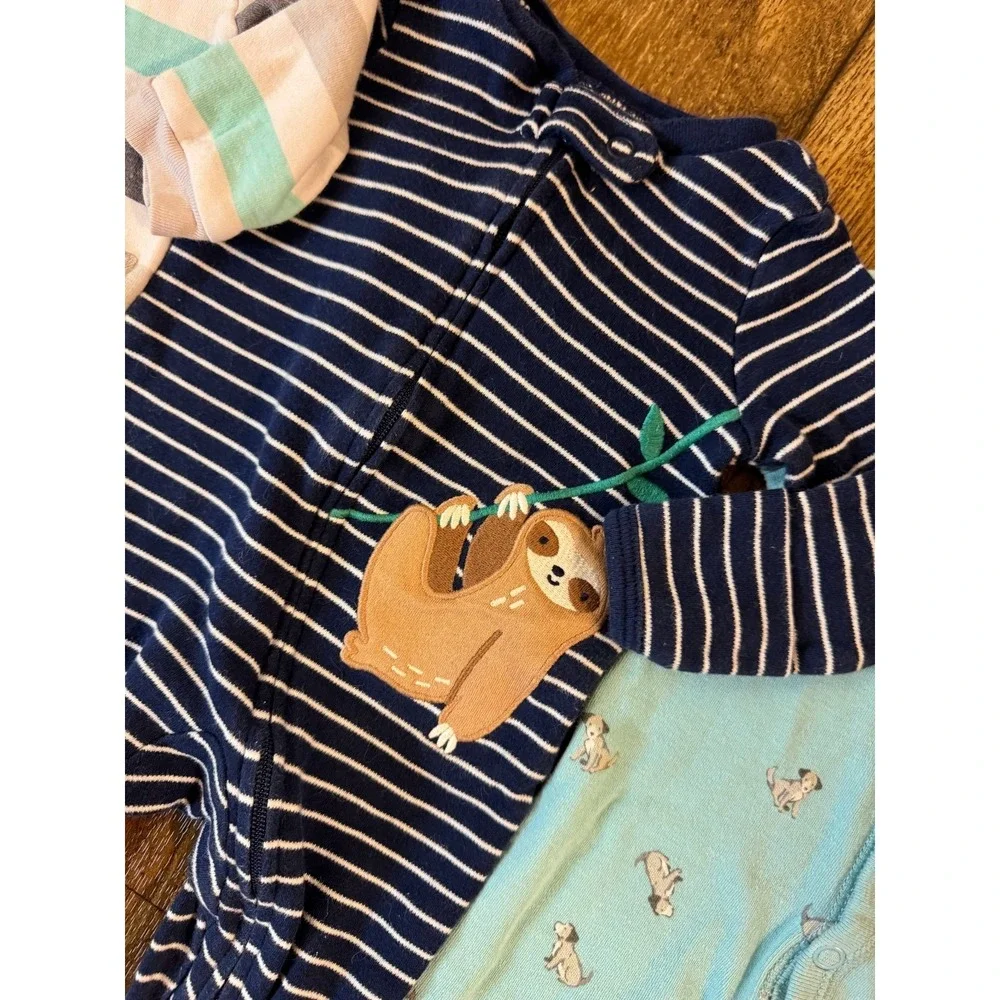 Carter's Baby Boy Sleepers‎ Newborn Clothes Footies Lot Bundle Sleep N Plays Dog